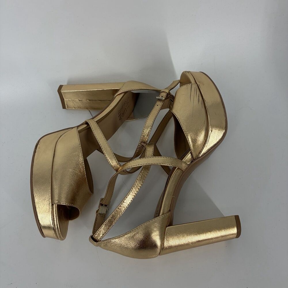 Naturalizer Shoes Size 8 Womens Gold Metallic Melody Strappy Sandal Heel Party - Picture 6 of 9